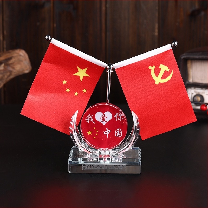 Автомобилна украса с национален флаг, метал и кристал, опростен стил, без персонализация, за украса