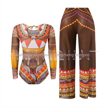 Дамски цял бански с дълги ръкави и мрежеста тъкан, флорален принт, бързосъхнещ полиестер 82%, подплънки в чашките