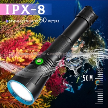 Подводен фенер SST70/XHP70 LED, двойно предназначение – за вода и суша, дисплей на мощността, корпус от алуминиева сплав