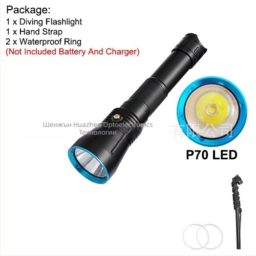 Подводен фенер SST70/XHP70 LED, двойно предназначение – за вода и суша, дисплей на мощността, корпус от алуминиева сплав