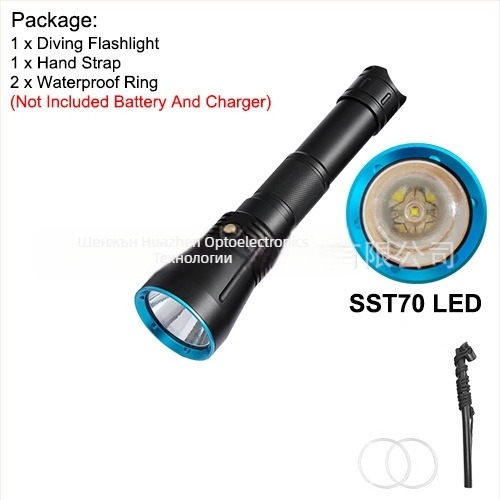 Подводен фенер SST70/XHP70 LED, двойно предназначение – за вода и суша, дисплей на мощността, корпус от алуминиева сплав