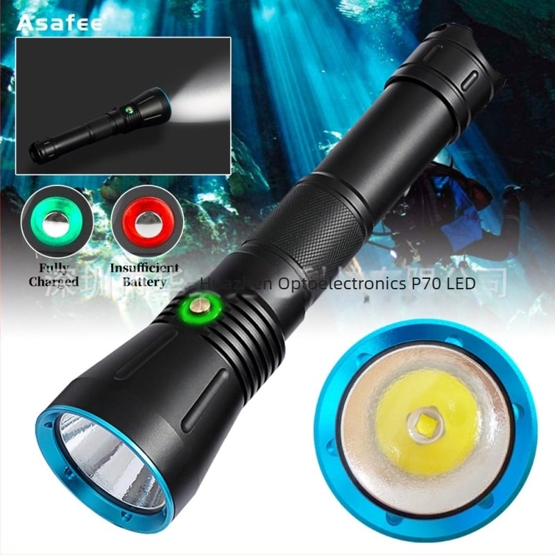 Подводен фенер SST70/XHP70 LED, двойно предназначение – за вода и суша, дисплей на мощността, корпус от алуминиева сплав