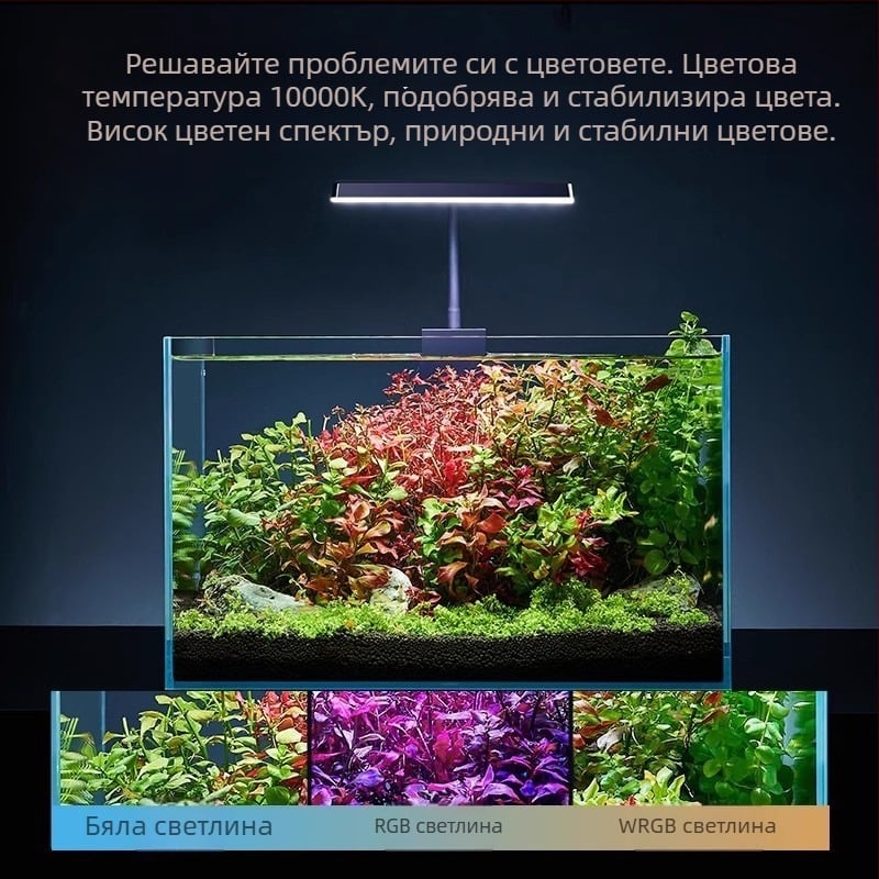 LED светлина за аквариум – пълноспектърна клип-светлина за водни растения, 10.4W