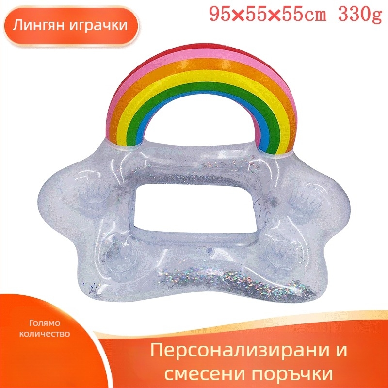 PVC надуваема водна играчка за деца – дебелена плаваща платформа за водни занимания, PVC материал, подходяща за възраст 7–14 години