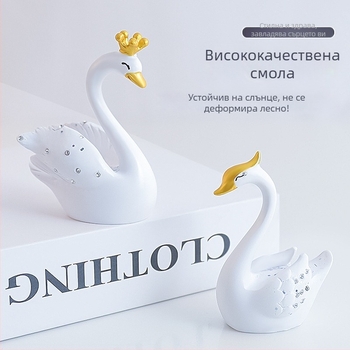 Двойка лебедови автомобилни интериорни орнаменти за централна конзола - смола, прост стил, украса