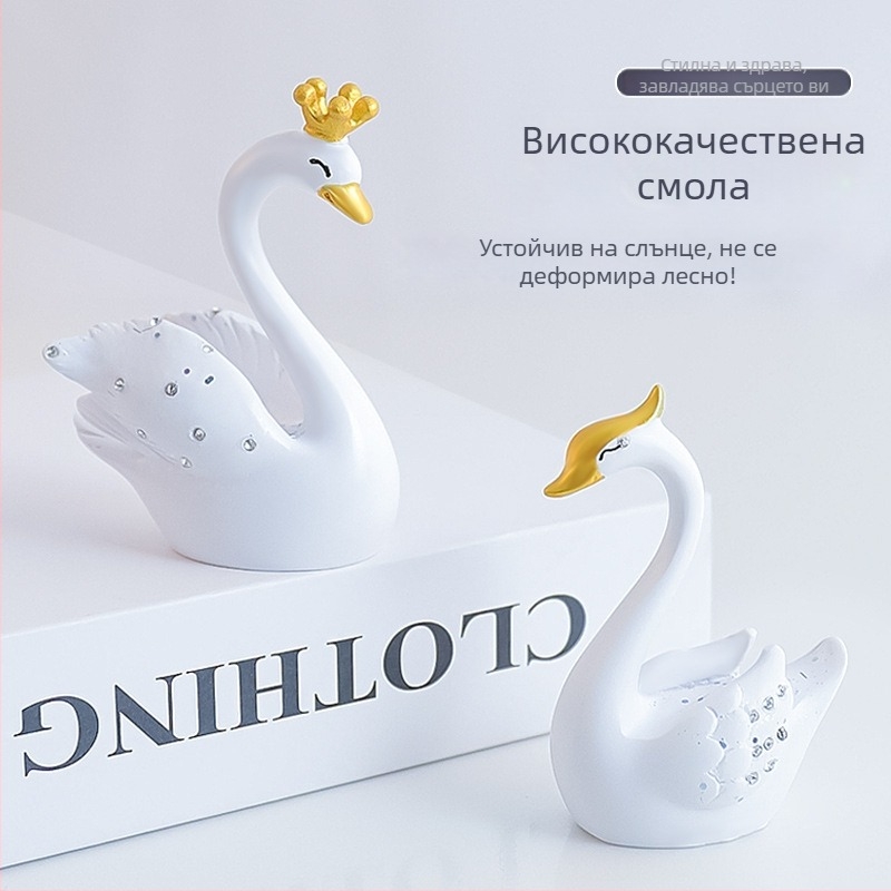 Двойка лебедови автомобилни интериорни орнаменти за централна конзола - смола, прост стил, украса