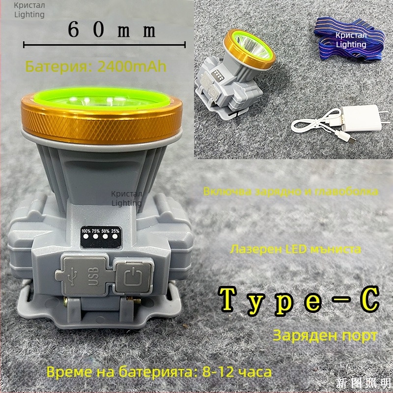 Зареждаща се 12W COB LED челна лампа, водоустойчива, обхват 50–100 м, батерия до 4800 mAh, включено зарядно