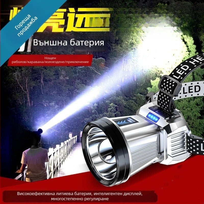 Челна лампа – презареждаща се LED, ултраярна за нощен риболов и миньорска лампа