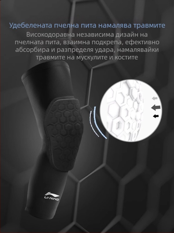Li-Ning баскетболни наколенки – полиестерно влакно, универсална употреба, защита на прасец