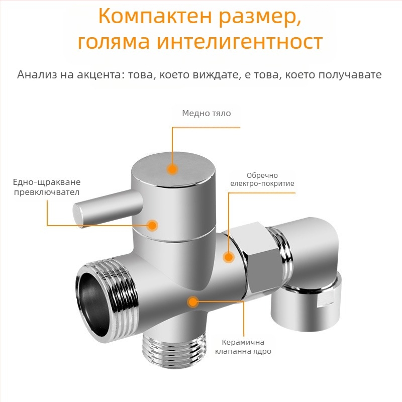 Душ разпределител, меден, хромиран, 3-посочен тройник, 20 мм клон, макс. температура 120°C