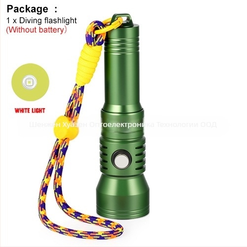 Подводно фенерче за гмуркане — 2000 лумена, превключвател с дисплей за мощност, алуминиева сплав, Asafee