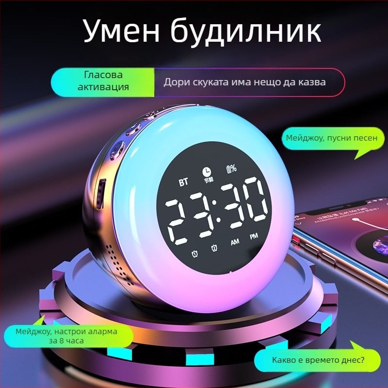 Будилник за нощно шкафче с LED цифри, електронно движение Seiko, батерийно захранване, светещ в тъмното