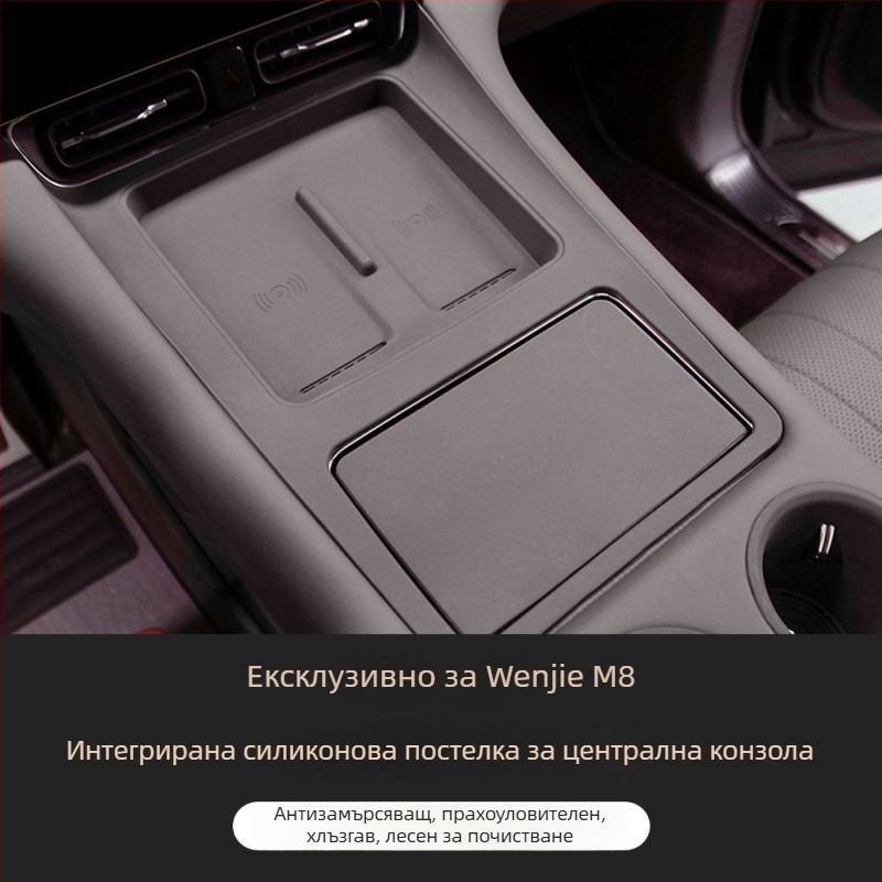 Силиконова подложка за централна конзола с безжично зареждане за Wenjie M8 — защита срещу надраскване и прах, код на продукта WTX-004