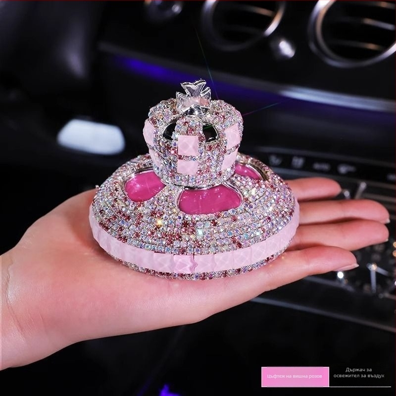 Автомобилен носител за парфюм с кристална корона в стил богиня, Liuli материал, лек лукс стил, Tianruika, елиминира миризми