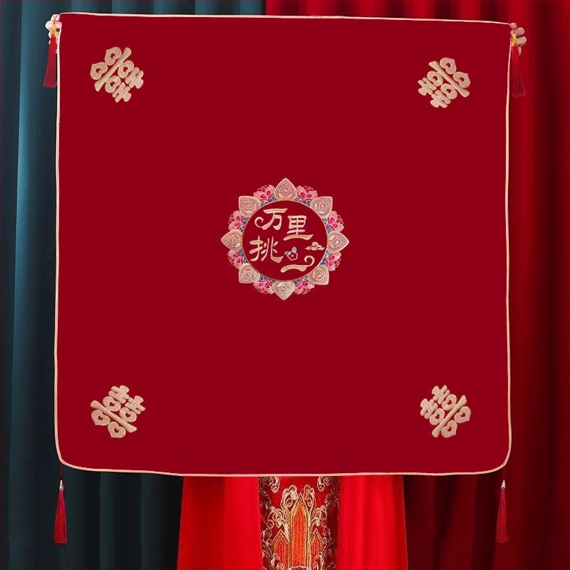 Сватбен воал с китайска бродерия, двойнослоен с ресни, от плат, аксесоар за сватба