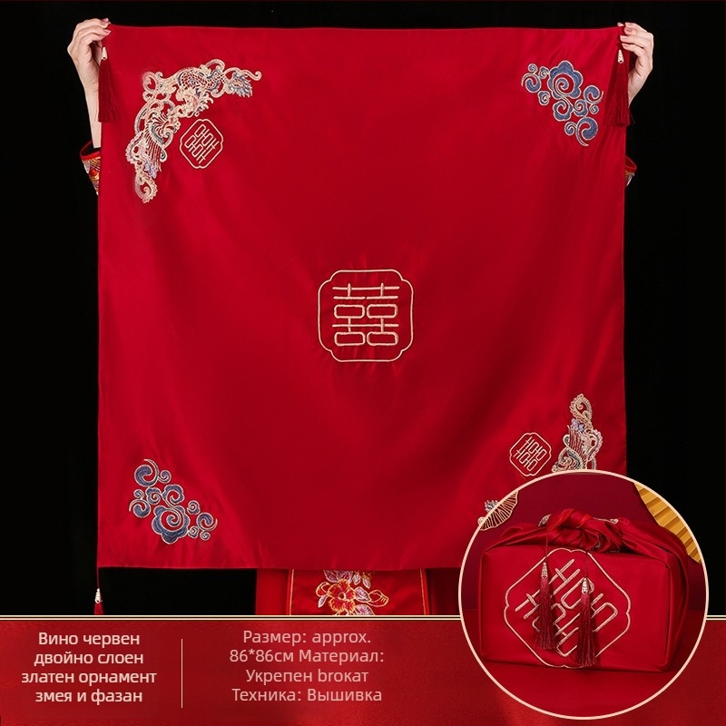 Сватбен воал с китайска бродерия, двойнослоен с ресни, от плат, аксесоар за сватба