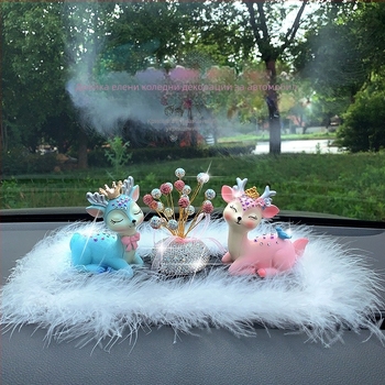 MY украса от смола за кола с елен за централната конзола – модерен стил, декоративен аксесоар