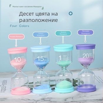 Macaron Time Пясъчен часовник - ръчно изработено стъкло, настолен декор в модерен минималистичен стил