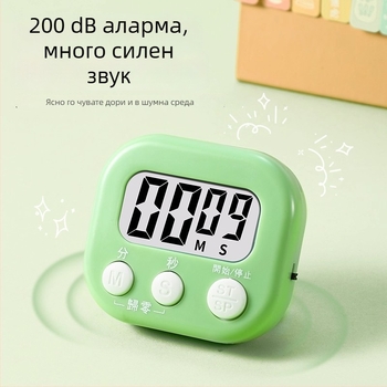 Електронен таймер за учене с LED дисплей, квадратен дизайн, батерийно захранване, обратно броене и аларма