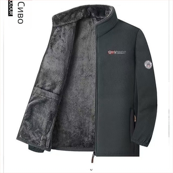 Мъжко зимно поларено яке Xx-9827a, полар за външен слой и подплата, термо кардиган, без качулка, за походи и къмпинг