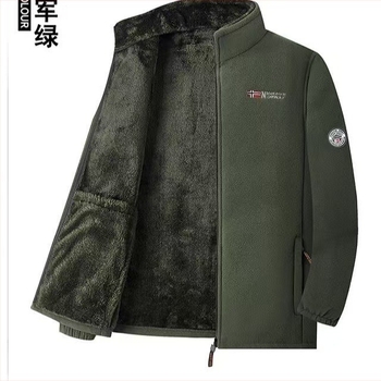 Мъжко зимно поларено яке Xx-9827a, полар за външен слой и подплата, термо кардиган, без качулка, за походи и къмпинг