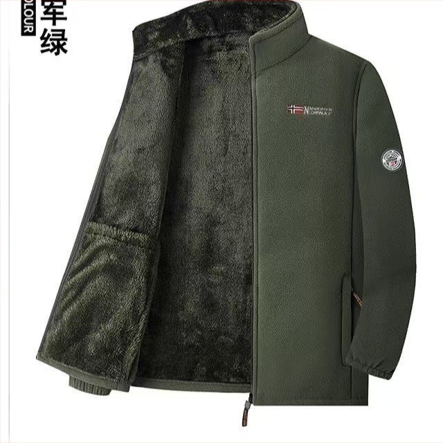 Мъжко зимно поларено яке Xx-9827a, полар за външен слой и подплата, термо кардиган, без качулка, за походи и къмпинг