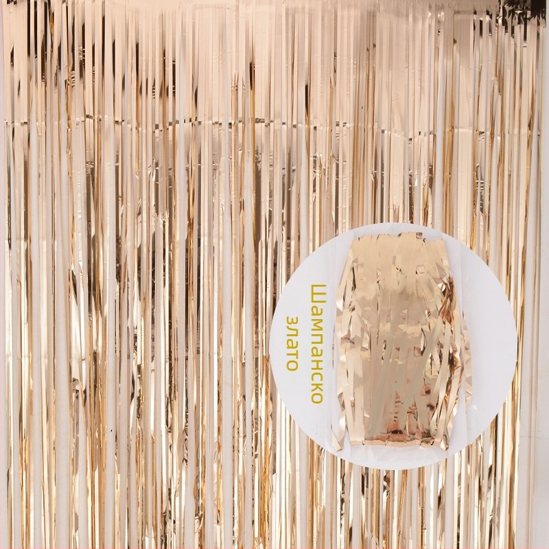 Реквизит за оформление на сцени: Rain Silk Curtain с ресни за фонов декор на парти и сватба; материал: лента; подходящ за парти, концерт; подходящ като подарък