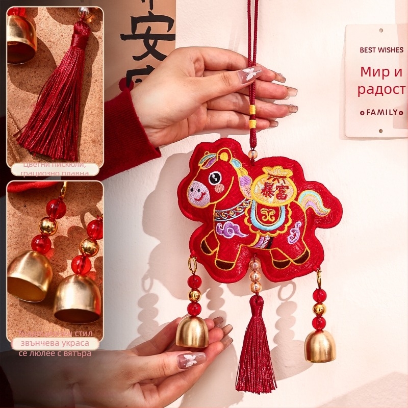 Висящ декор за входна врата – 2026 Година на Коня, Пролетен фестивал, Feixunfei плюшена тъкан, FXF217211