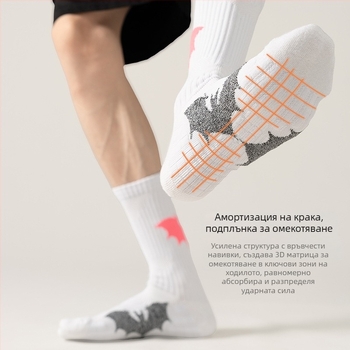 Баскетболни чорапи, дишаща мрежеста горна част, хавлиено дъно, средна дължина, пот-абсорбиращи