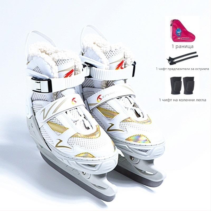 Кънки за скоростно пързаляне с регулируеми стоманени опори – горнище от мрежа, PVC подметка, остриета от въглеродна стомана
