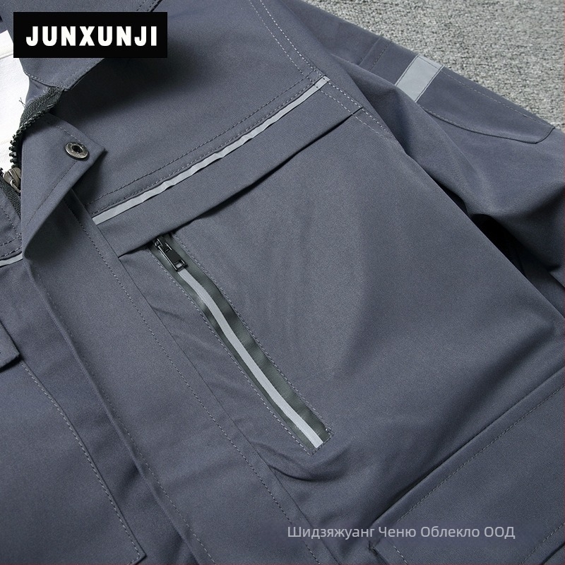 Мъжки работен костюм за механик с еластична материя, износоустойчиви отразителни ленти, камуфлажен принт, бързосъхнеща материя