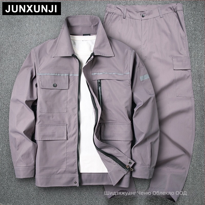 Мъжки работен костюм за механик с еластична материя, износоустойчиви отразителни ленти, камуфлажен принт, бързосъхнеща материя