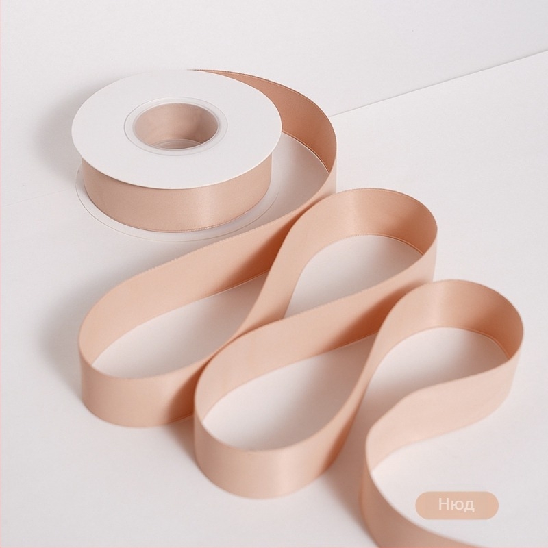 Двустранна матова полиестерна лента за букети – матово покритие, марка Yusun, лента за опаковане на подаръци и декоративна лента