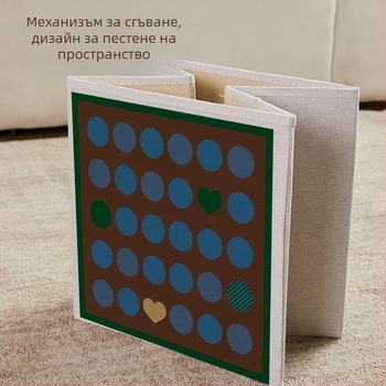 Сгъваема платнена кутия за съхранение, мультяшен принт, капацитет 10–20 л, преносима, без капак, за гардероб