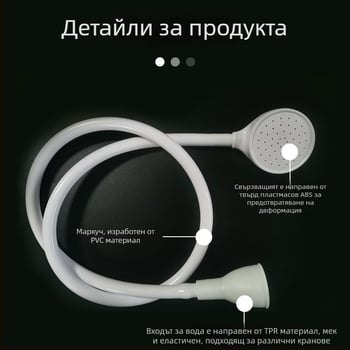 Портативна душ глава с бърз монтаж – ABS, кръгла форма, функция дъжд, директно вкарване, 1.0 MPa