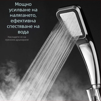 Квадратна ръчна душ глава с налягане, ABS, режим дъжд, пръскане, работна температура 0–100°C
