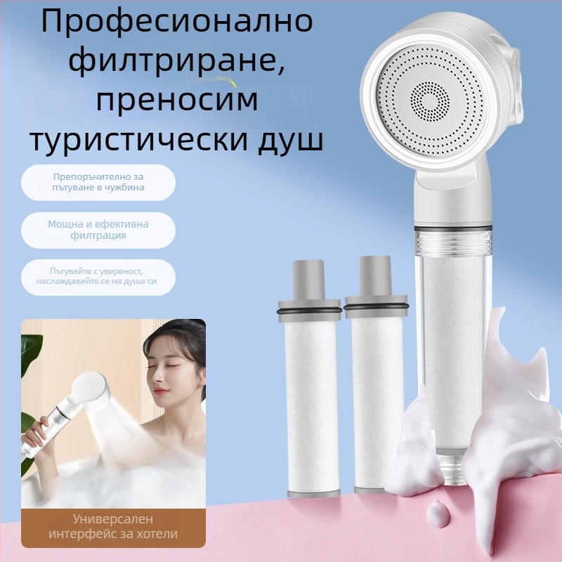 Портативна душ глава за пътуване с ABS материал и хромирано покритие