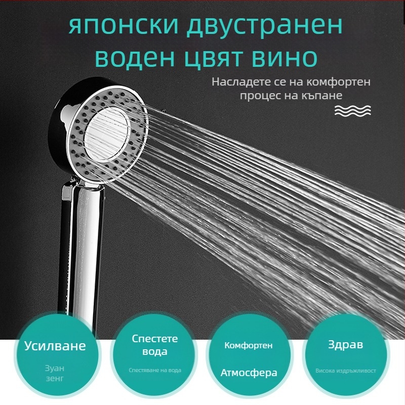 Двустранна душ глава за баня с функции пръскане, масаж и дъжд, ABS материал, хромирано покритие, кръгла форма, монтаж с 4 точки