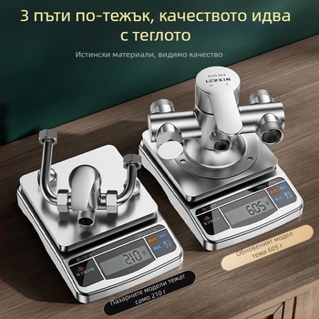 Комплект душ смесител от неръждаема стомана 304, електрически водопроводен смесител, керамичен диск на клапана, хромирана повърхност, CE сертификация