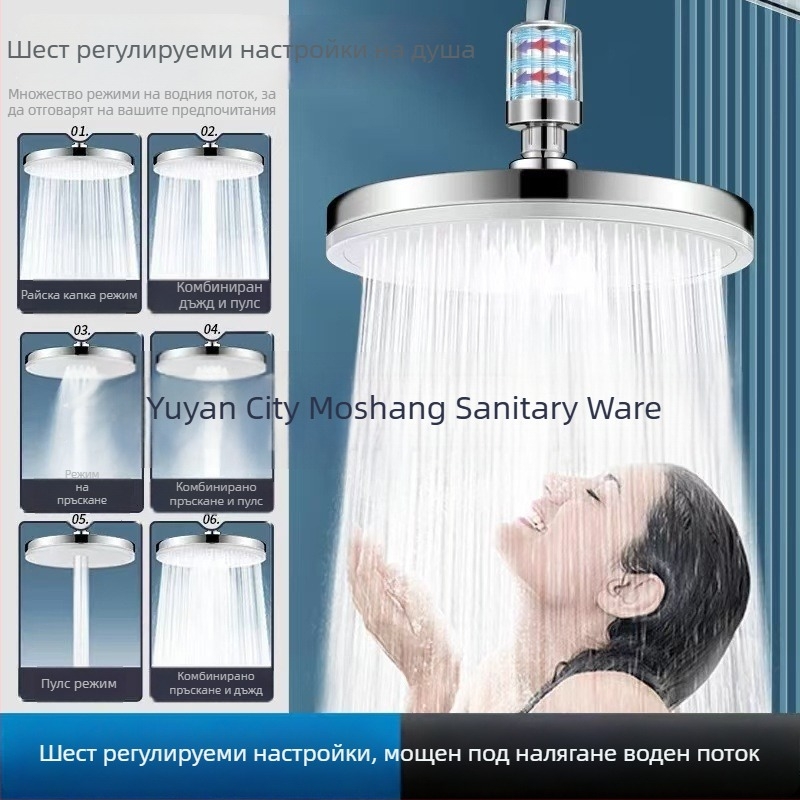 Душ глава с горна струя – ABS, кръгла форма, инжекционно формована, функции: пръскане, масаж, мехури, дъжд