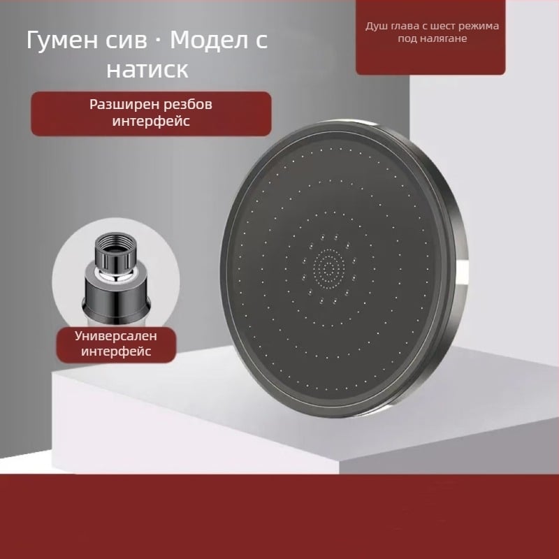 Душ глава с горна струя – ABS, кръгла форма, инжекционно формована, функции: пръскане, масаж, мехури, дъжд