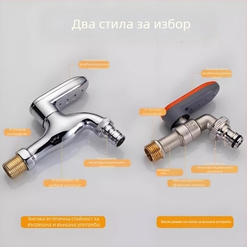 Меден заключващ кран за външно приложение с бърза свързване за пералня — материал: мед; монтаж: вградена в стената; работна температура: ≤90°C; клапан: цял меден корпус; начин на отваряне: гаечен ключ