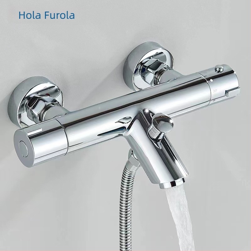 Стенно монтиран комплект душ за вана с постоянна температура, меден корпус, модел 839; 3–80°C; 0.1–0.8 MPa