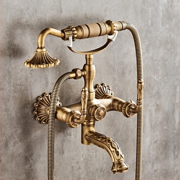 Душ комплект от мед, стенен монтаж, контрол на температурата, кръгла форма, 0–100°C