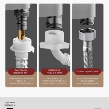 Кран за пералня с автоматичен спирателен клапан, двойна ръкохватка, инсталация в стената, MM-021
