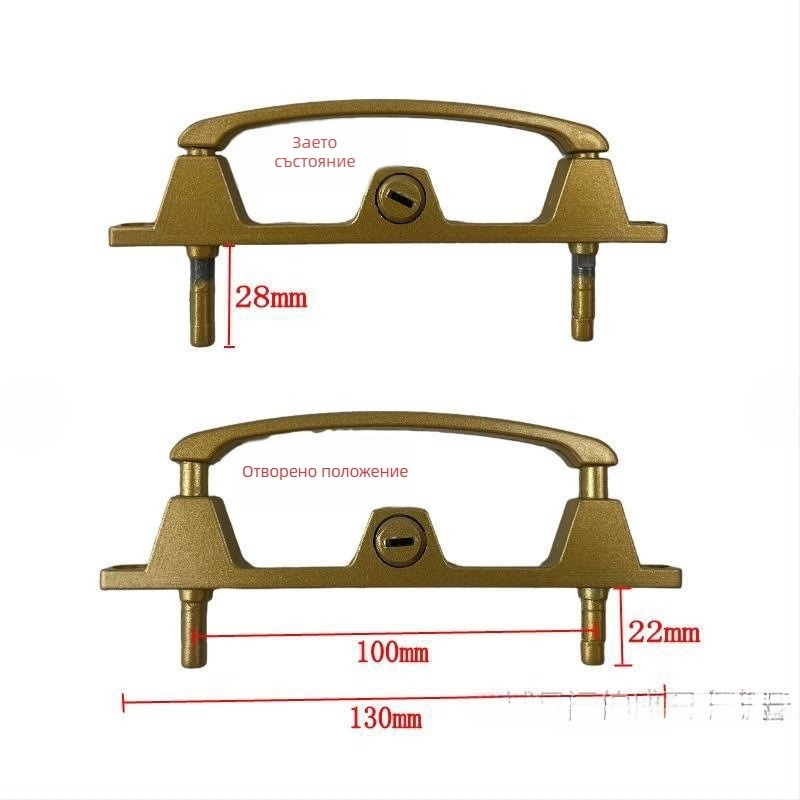 Многоточков заключващ механизъм за врати и прозорци, с ключ, от алуминиева сплав, двупоточен, за мрежести прозорци