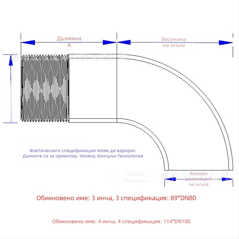 Ъглов фитинг с външна резба, неръждаема стомана, Ø10–114 мм, дебелина на стената 2.0 мм, модел: външен резбован ъгъл, полирана блестяща повърхност