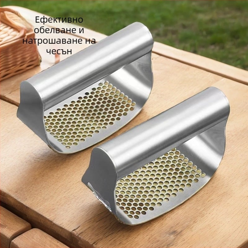 Ръчна кръгла преса за чесън, неръждаема стомана 304/403, многофункционален кухненски инструмент