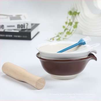 Японски стил керамична купа за мелене за бебешка храна – ръчно използване, пасира плодове и зеленчуци