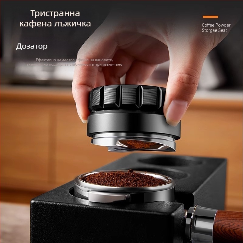 Комплект за кафе: разпределител и тампер от неръждаема стомана, 2-в-1 за домашна употреба, модерен стил, тегло 0.5 кг, опаковка тава, възможност за персонализиране на лого